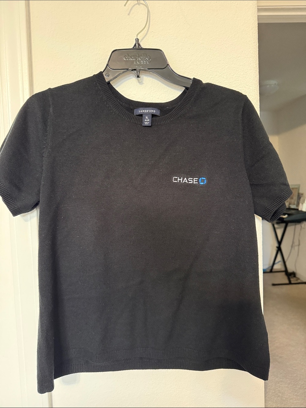 Chaser Lands End Black Short-Sleeve Knit Shirt